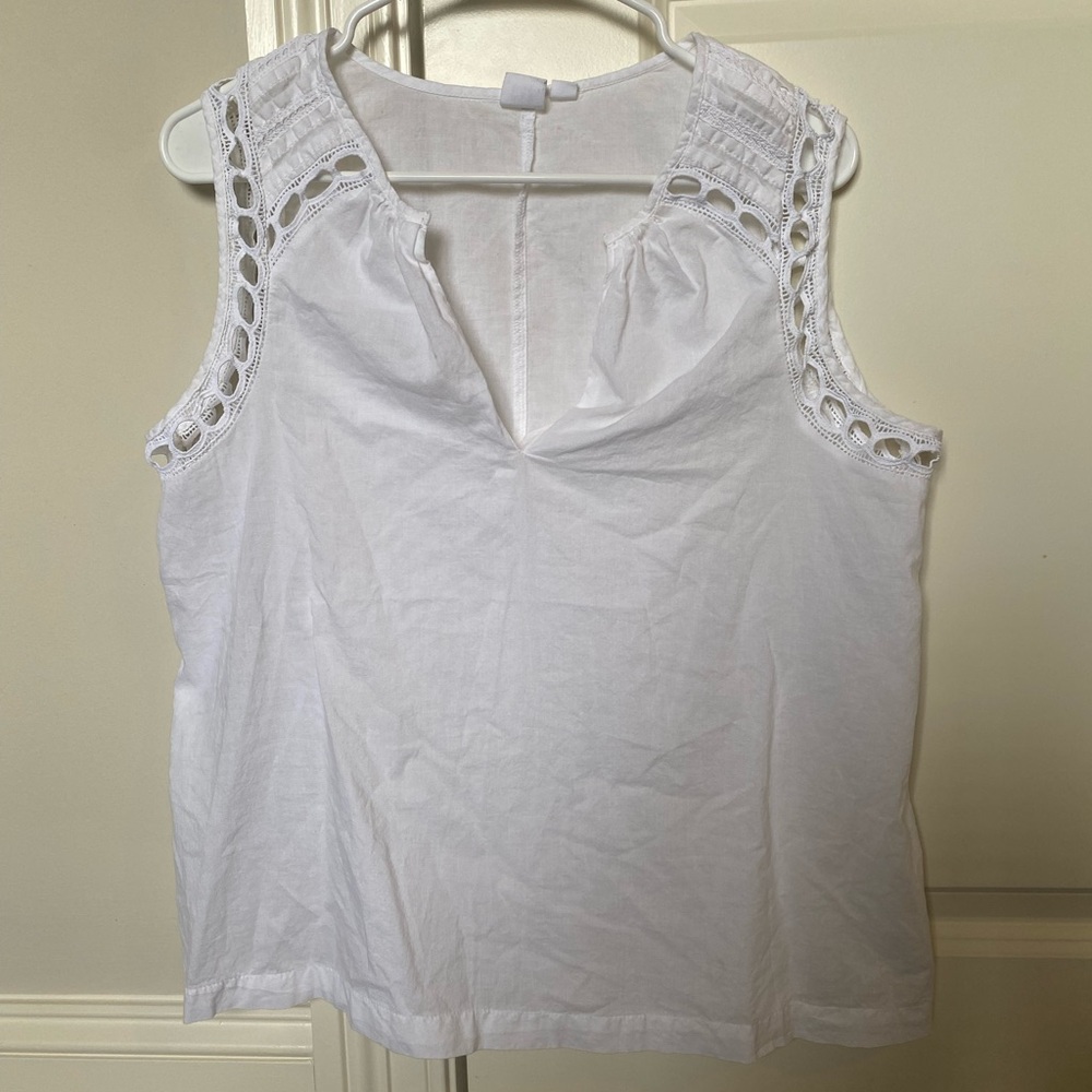 GAP White Eyelet Trim Blouse